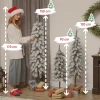 3 delige set kunstmatige met sneeuw bedekte dennenbomen, 3 maten, metalen standaard, vlamvertragend, kunststof, groen+wit 4