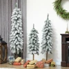 3 delige set kunstmatige met sneeuw bedekte dennenbomen, 3 maten, metalen standaard, vlamvertragend, kunststof, groen+wit 9