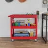 3 traps gereedschapswagen, 4 wielen, staal, 83b x 35,3t x 76h cm, rood 8