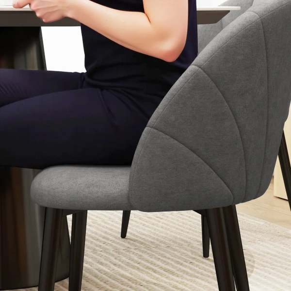 4 delige set eetkamerstoelen, keukenstoelen in fluweeloptiek, stalen poten, armloos, grijs 9