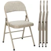 4 delige set klapstoelen, draagbare bureaustoelen, stalen poten, vouwstoel voor kantoor, receptie, wachtkamer, linnenlook beige 1