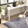 4 delige set klapstoelen, draagbare bureaustoelen, stalen poten, vouwstoel voor kantoor, receptie, wachtkamer, linnenlook beige 10