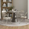 4 delige set klapstoelen, draagbare bureaustoelen, stalen poten, vouwstoel voor kantoor, receptie, wachtkamer, linnenlook beige 8