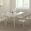 4 delige set klapstoelen, draagbare bureaustoelen, stalen poten, vouwstoel voor kantoor, receptie, wachtkamer, linnenlook beige 9