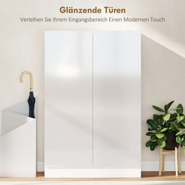 5 laags schoenenkast voor 20 paar schoenen, verstelbare planken, voor entree, gang, hout, wit 7