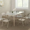 6 delige set klapstoelen, draagbare kantoorstoelen, stalen poten, vouwstoel voor kantoor, receptie, wachtkamer, linnenlook beige 8