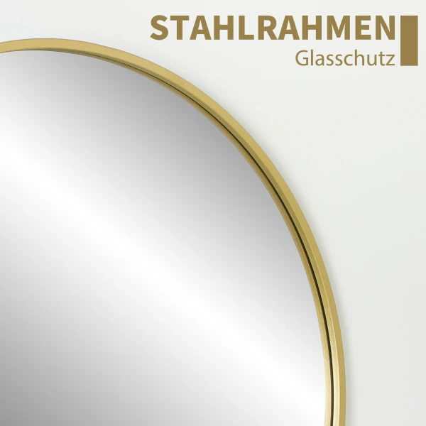 70 x 70 cm ronde badkamerspiegel, wandmontage, goudkleurige frame 5