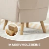 Accentstoel, gestoffeerde stoel met pluche bekleding, schuimkussen, oorfauteuil, beige 6