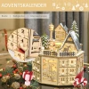 Adventskalender adventskalenderbox kerstdecoratie, led lampjes, 24 lades, natuur 6