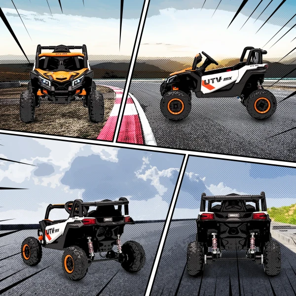 Aiyaplay 12v elektrische auto voor kinderen, afstandsbedieningsfunctie, riem, claxon, led lampen, usb poort, voor 3 5 jaar, oranje 10