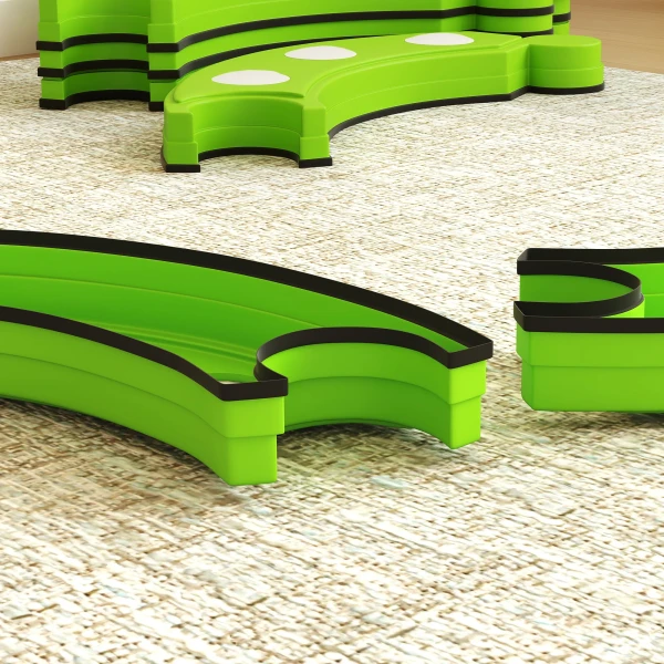 Aiyaplay balanceerbalken, 6 gebogen segmenten, sensorische verhogingen, 50 kg draagvermogen, groen 10