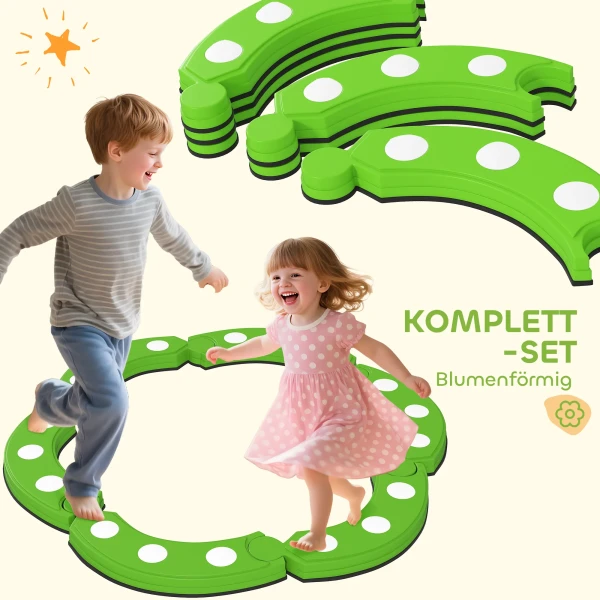 Aiyaplay balanceerbalken, 6 gebogen segmenten, sensorische verhogingen, 50 kg draagvermogen, groen 8