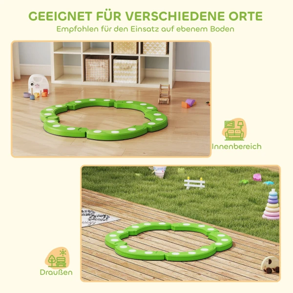 Aiyaplay balanceerbalken, 6 gebogen segmenten, sensorische verhogingen, 50 kg draagvermogen, groen 9