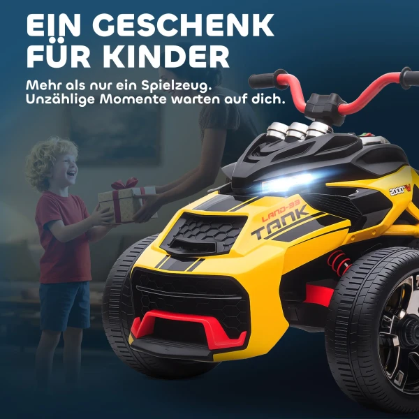 Aiyaplay elektrisch kindervoertuig, omgekeerd driewieler design, batterij aangedreven, mp3 speler, claxon, 2 snelheden, led lampen, 3 8 jaar, geel 10