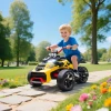 Aiyaplay elektrisch kindervoertuig, omgekeerd driewieler design, batterij aangedreven, mp3 speler, claxon, 2 snelheden, led lampen, 3 8 jaar, geel 2