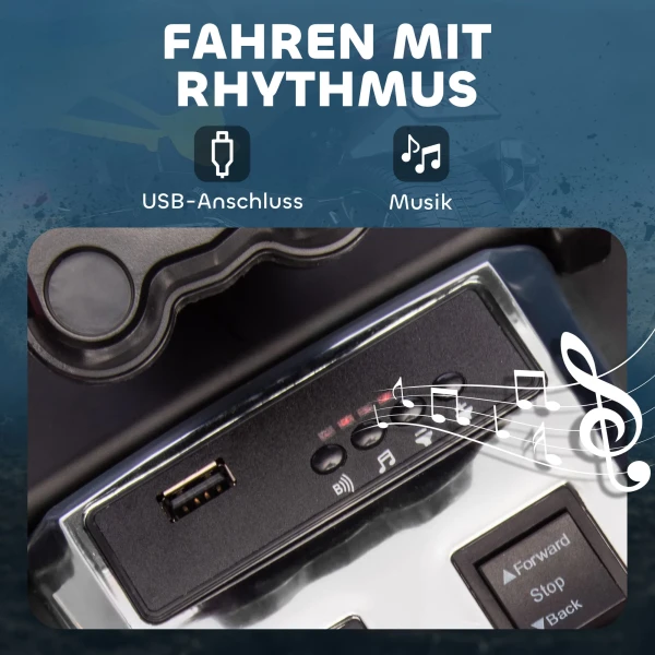 Aiyaplay elektrisch kindervoertuig, omgekeerd driewieler design, batterij aangedreven, mp3 speler, claxon, 2 snelheden, led lampen, 3 8 jaar, geel 9