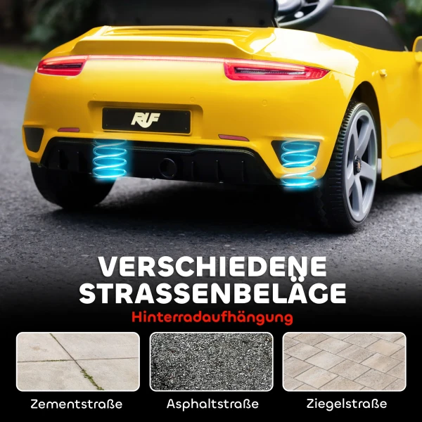 Aiyaplay elektrische kinderauto om op te zitten, op afstand bestuurbaar, muziek, claxon, usb, veiligheidsgordel, voor 3 5 jaar, geel 10