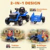 Aiyaplay elektrische kindtractor, opzit tractor met afstandsbediening, zachte start, voor kinderen van 3 8 jaar, blauw 6