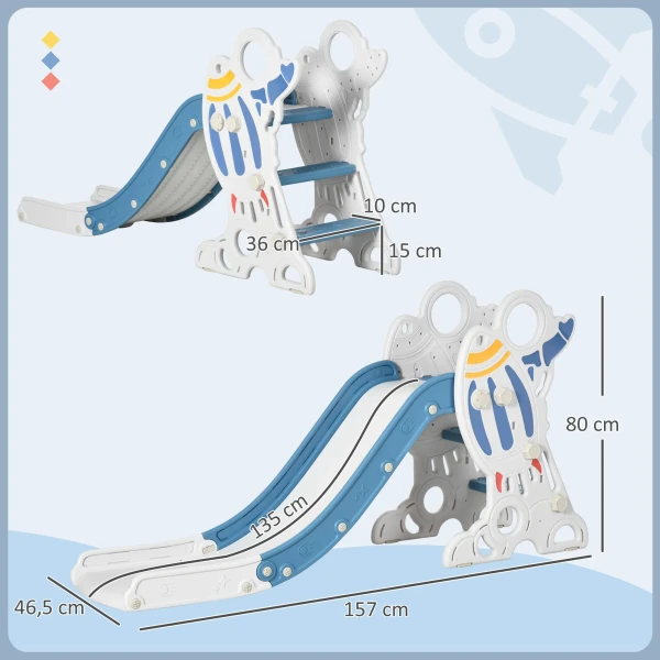 Aiyaplay glijbaan voor kinderen van 1,5 tot 3 jaar, raketontwerp, stickerset, blauw, 157 x 46,5 x 80 cm 4