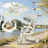 Aiyaplay kinder driewieler, omvormbare baby buggy, 5 in 1 ontwerp, afneembare duwstang, verstelbaar, veiligheidsgordel, opbergtas, 1 3 jaar, crèmewit 4
