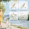Aiyaplay kinder driewieler, omvormbare baby buggy, 5 in 1 ontwerp, afneembare duwstang, verstelbaar, veiligheidsgordel, opbergtas, 1 3 jaar, crèmewit 5