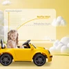 Aiyaplay kinder elektrische auto, 12v kinderwagen met afstandsbediening, zachte start, mp3 speler, led lampen, claxon, energie indicator, geel 6