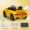 Aiyaplay kinder elektrische auto, 12v kinderwagen met afstandsbediening, zachte start, mp3 speler, led lampen, claxon, energie indicator, geel 7