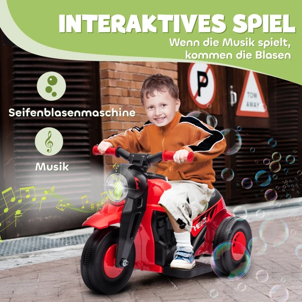 Aiyaplay kinder elektrische motorfiets, 6v kinderfiets met muziek, bellen 2,5 3 km/u, voor 2 5 jaar oude kinderen 5