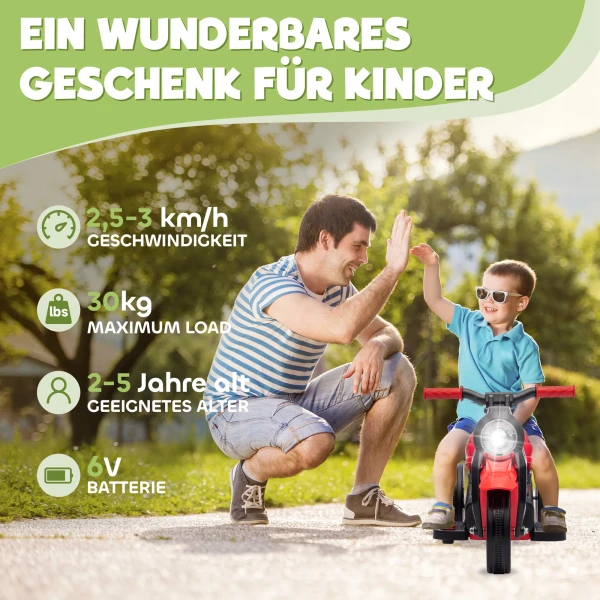 Aiyaplay kinder elektrische motorfiets, 6v kinderfiets met muziek, bellen 2,5 3 km/u, voor 2 5 jaar oude kinderen 8