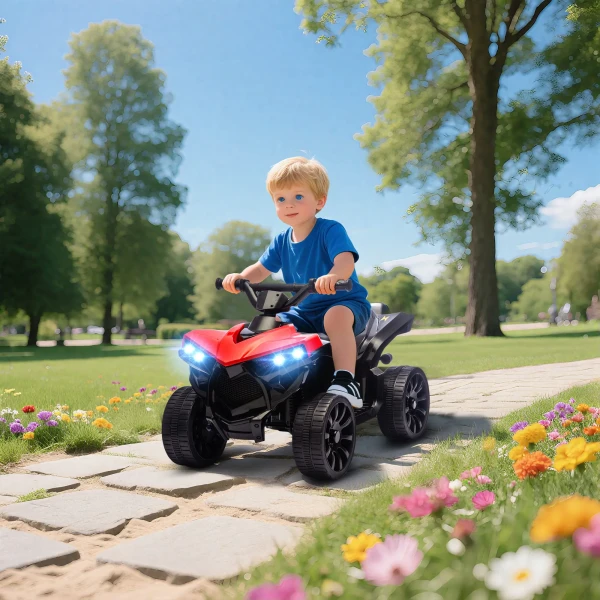 Aiyaplay kinder quad elektrisch 6v kinderquad met vooruit , achteruitfunctie, muziek, led koplampen rood 2