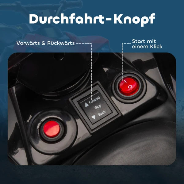 Aiyaplay kinder quad elektrisch 6v kinderquad met vooruit , achteruitfunctie, muziek, led koplampen rood 8