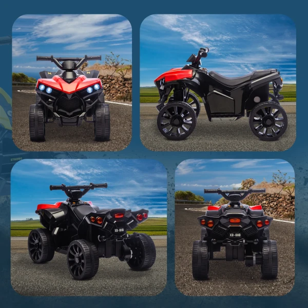 Aiyaplay kinder quad elektrisch 6v kinderquad met vooruit , achteruitfunctie, muziek, led koplampen rood 9