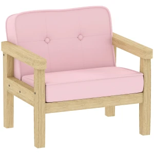 Aiyaplay kinderstoel, kinderbank met houten frame, corduroy look, gestoffeerde kinderstoel voor kinderen van 3 8 jaar, voor kinderkamer, speelkamer, roze 1