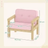 Aiyaplay kinderstoel, kinderbank met houten frame, corduroy look, gestoffeerde kinderstoel voor kinderen van 3 8 jaar, voor kinderkamer, speelkamer, roze 4