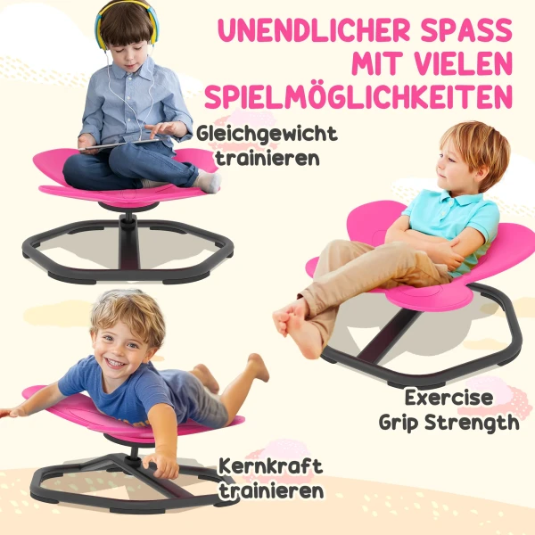 Aiyaplay sensorische draaistoel voor kinderen, vlinder vorm, bevordert balans en coördinatie, kunststof, metaal, roze 7