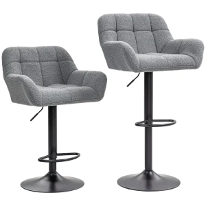 Barkrukken 2 delig retro design in hoogte verstelbaar vlies look grijs + zwart 1