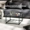 Bijzettafel vierkant nachtkastje met gehard glazen tafelblad, salontafel met stalen poten 68 x 68 x 39 cm zwart 5