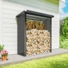 Brandhout schuur, brandhout onderstand, staal, verhoogde vloer, schuin dak, 150 x 66,5 x 150 cm, donkergrijs 9