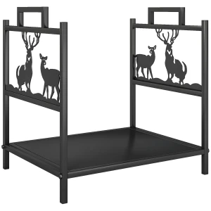 Brandhoutrek voor binnen 42,5 x 33,5 x 43 cm brandhoutrek voor open haard oven van metaal zwart 1