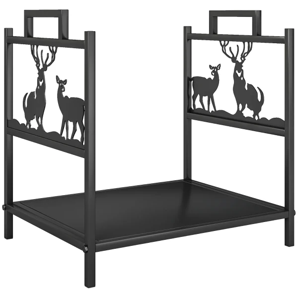 Brandhoutrek voor binnen 42,5 x 33,5 x 43 cm brandhoutrek voor open haard oven van metaal zwart 1