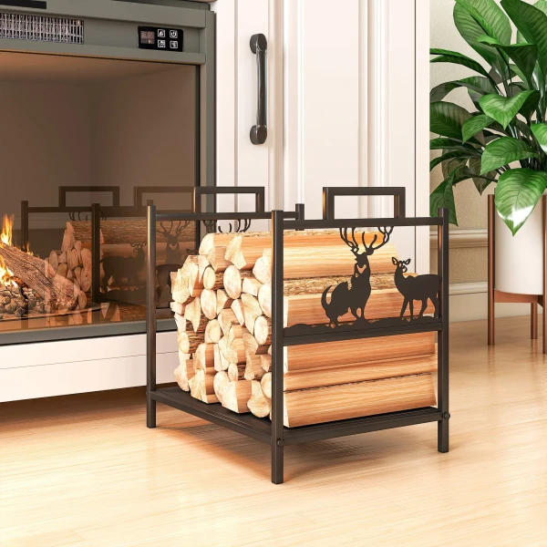 Brandhoutrek voor binnen 42,5 x 33,5 x 43 cm brandhoutrek voor open haard oven van metaal zwart 10