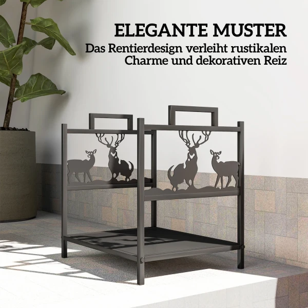 Brandhoutrek voor binnen 42,5 x 33,5 x 43 cm brandhoutrek voor open haard oven van metaal zwart 7