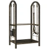 Brandhoutrek voor binnen 43 x 30 x 74cm 2 niveaus brandhoutrek met 4 openhaardgereedschap, haken 1