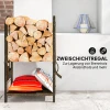 Brandhoutrek voor binnen 43 x 30 x 74cm 2 niveaus brandhoutrek met 4 openhaardgereedschap, haken 5