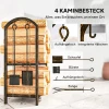 Brandhoutrek voor binnen 43 x 30 x 74cm 2 niveaus brandhoutrek met 4 openhaardgereedschap, haken 6
