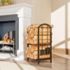 Brandhoutrek voor binnen 43 x 30 x 74cm 2 niveaus brandhoutrek met 4 openhaardgereedschap, haken 9
