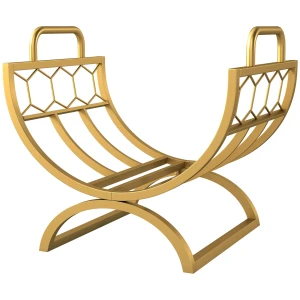 Brandhoutrek voor binnen 46 x 36 x 41cm brandhoutrek voor open haard oven metaal goud 1