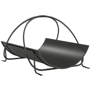 Brandhoutrek voor binnen 51 x 38 x 33cm geometrisch brandhoutrek met metalen handvat, zwart 1