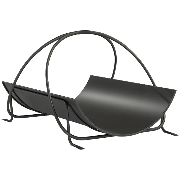 Brandhoutrek voor binnen 51 x 38 x 33cm geometrisch brandhoutrek met metalen handvat, zwart 1