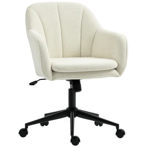Bureaustoel met stoffen bekleding in fluweeloptiek, make up stoel met gebogen rugleuning, voor slaapkamer, woonkamer, beige 1